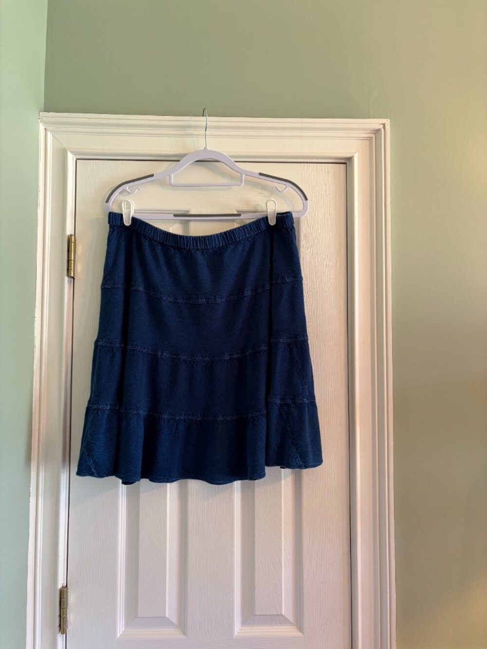 Studio West Apparel Size XL Elastic Waist Tiered Skirt Blue - Picture 3 of 5